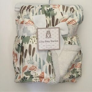 NEW Baby Blanket Soft Cozy Reversible to Sherpa Dinosaur Theme | Little Wonder
